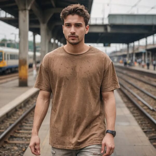Solid Mens Acid Wash T Shirt - Image 5