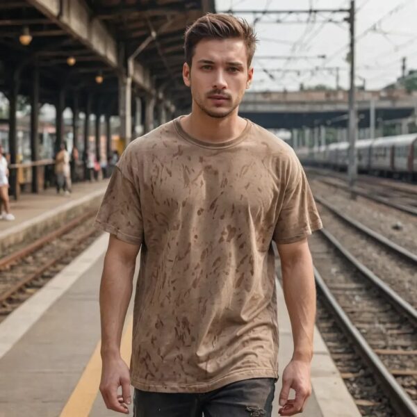 Solid Mens Acid Wash T Shirt - Image 3
